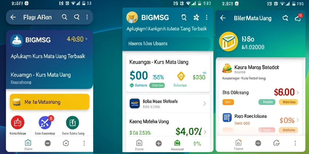 Tampilan utama BIGMSG menampilkan kurs mata uang terkini dan grafik analisis.