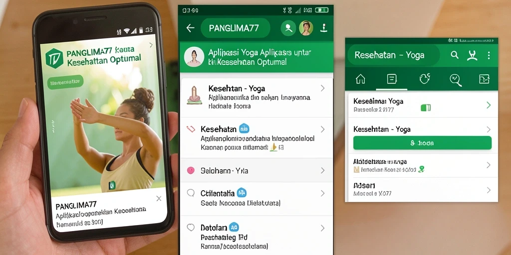 Tampilan antarmuka aplikasi <strong>PANGLIMA77</strong> dengan berbagai pilihan pose yoga.