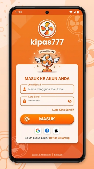 Tampilan halaman login kipas777